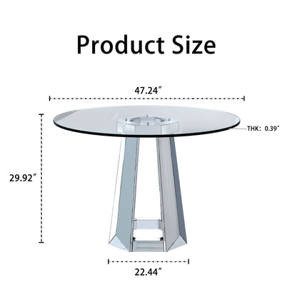 Round Dining Table For Kitchen - Silver