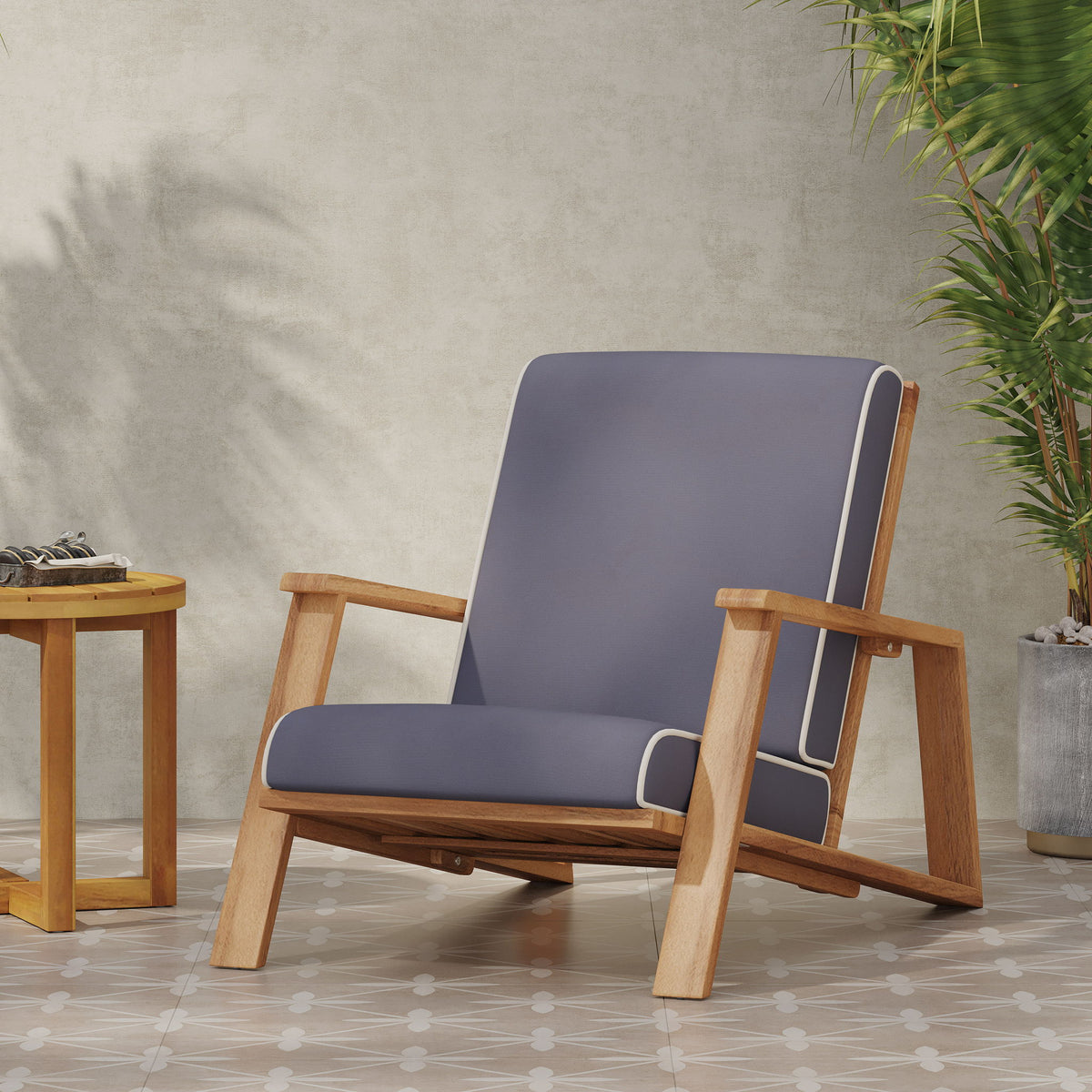 Outdoor Club Chair, Patio Lounge Chair With Removable Cushion