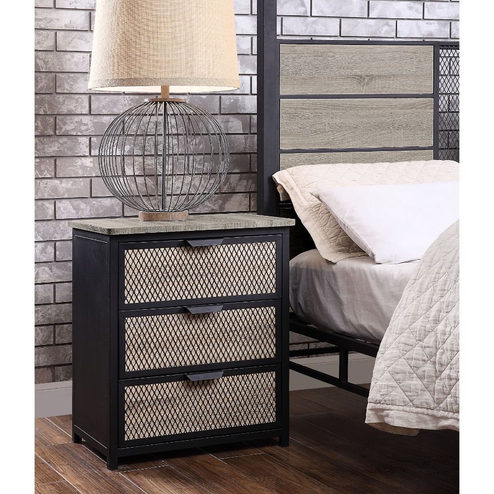 Baara - Nightstand - Natural & Sandy Gray