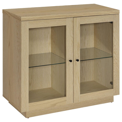 Metro - 2 Door Display Cabinet With Adjustable Shelves - Light Oak