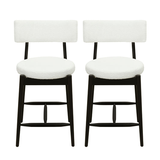 Mid Century Modern Counter Stools, Fabric Upholstered Chairs