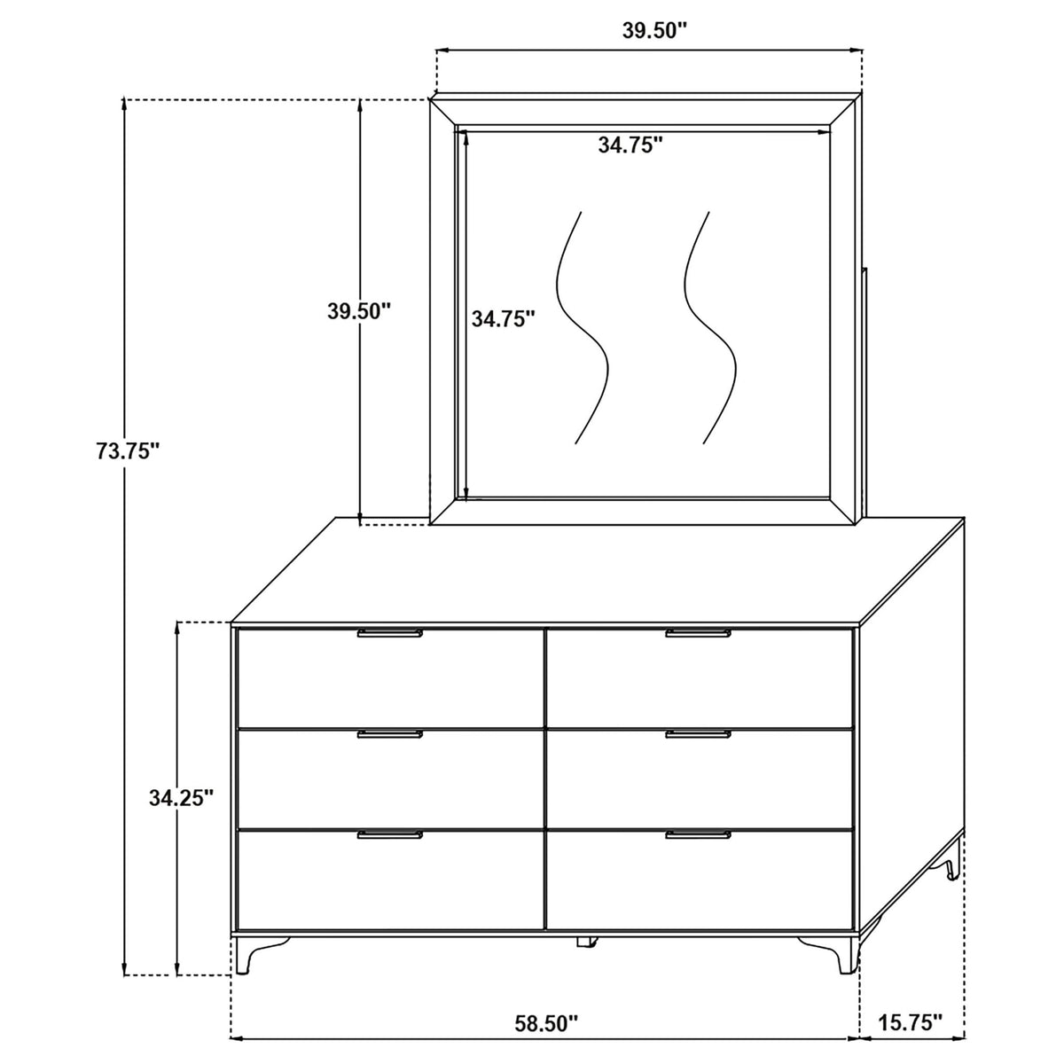 James - 6 Drawer Dresser With Mirror