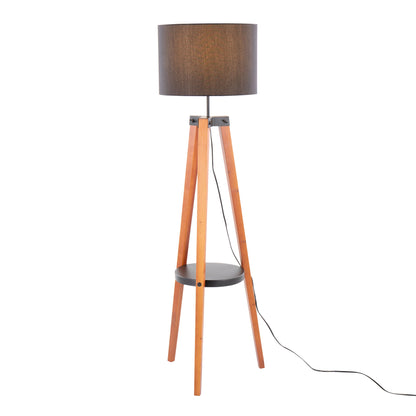 Compass - Mid Century Modern Floor Lamp With Shelf