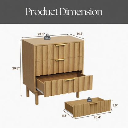 Fluted 3 Drawer Dresser