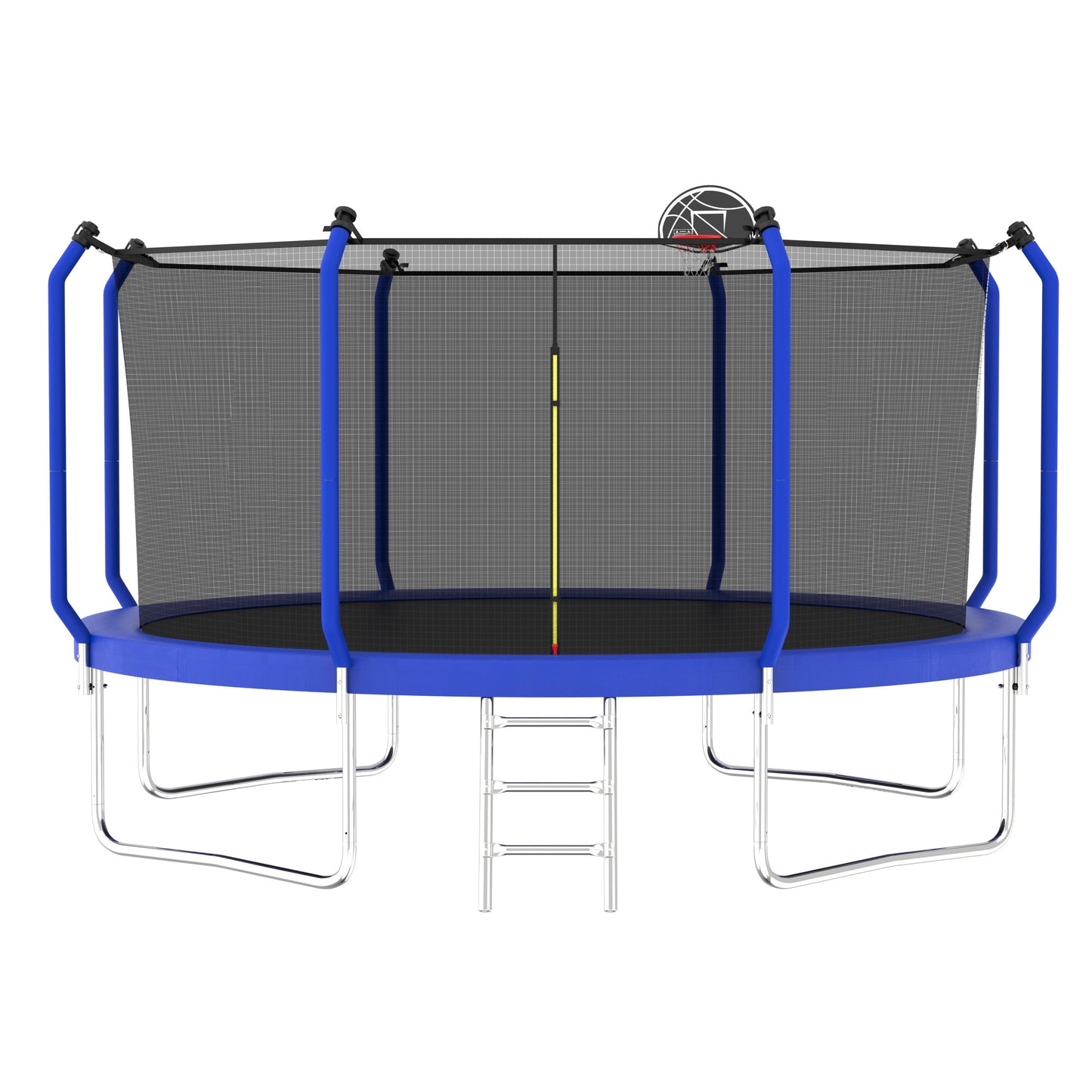 Trampoline With Basketball Hoop, Astm Approved Reinforced Type Outdoor Trampoline With Enclosure Net