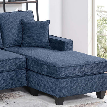 Sectional Set With USB Port Right Arm Chaise, Armless Loveseat, Left Arm Chaise, 3 Piece, Includes Matching Pillows - Dark Blue