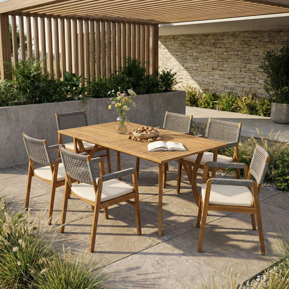 Outdoor Rustic Patio Acacia Bistro Set With Cushions