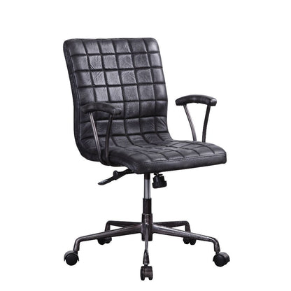 Barack - Office Chair - Vintage Black Top Grain Leather & Aluminum