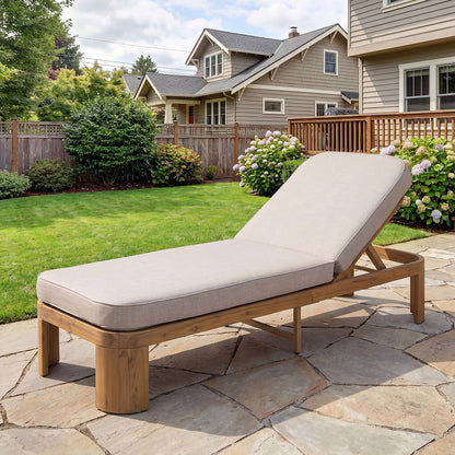 Outdoor Chaise Lounge With Cushion, 5 Position Adjustable Backrest