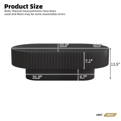 Oval Coffee Table With Thick Tabletop For Living Room