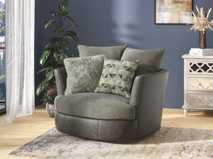 Swivel Accent Chair - Gray - Wood