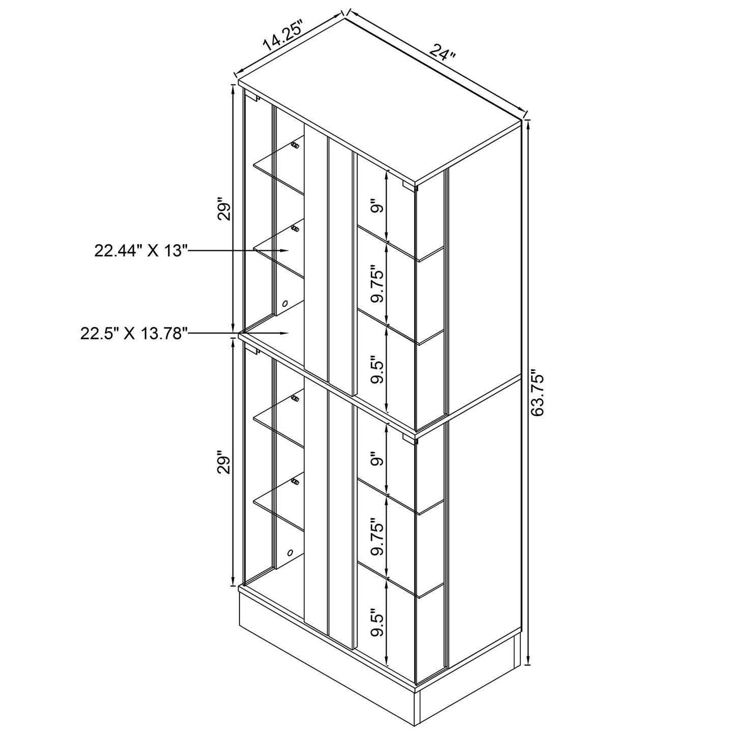 Gilbert - 4 Door LED Curio Display Cabinet