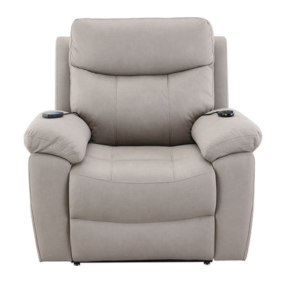 Chriki - Power Recliner With Lift & Heating & Massage - Beige Chenille & Black Finish