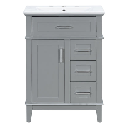 Modern Bathroom Vanity With Sink, Flip Drawer & 3 Drawers, Soft Close Hinges, Adjustable Shelf
