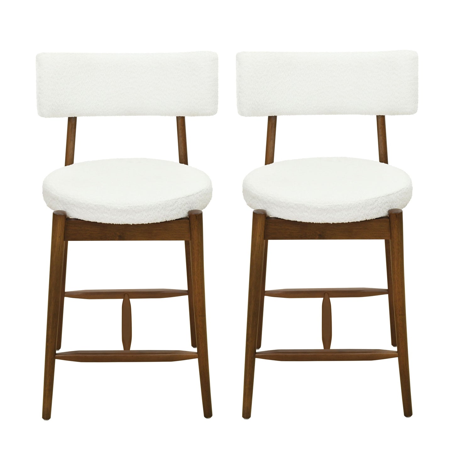 Mid Century Modern Counter Stools, Fabric Upholstered Chairs