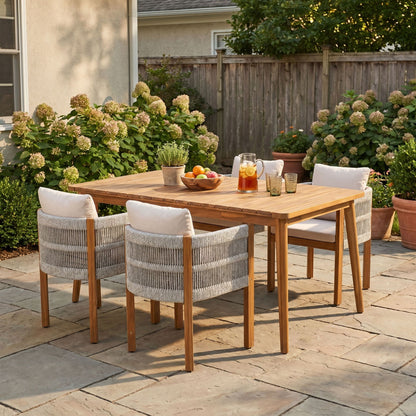 Outdoor Dining Set With Table And Rope Chairs