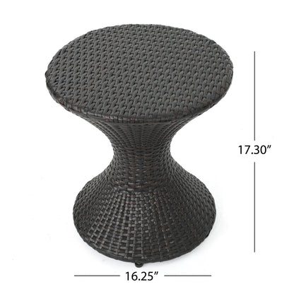 Highest Quality Wicker Hourglass Shaped Side Table - Brown Multi