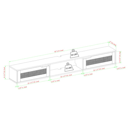 Modern Rattan Door Floating TV Stand For TVs Up To 80"