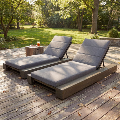 Outdoor Chaise Lounges With Water-Resistant Cushions, Adjustable Backrest
