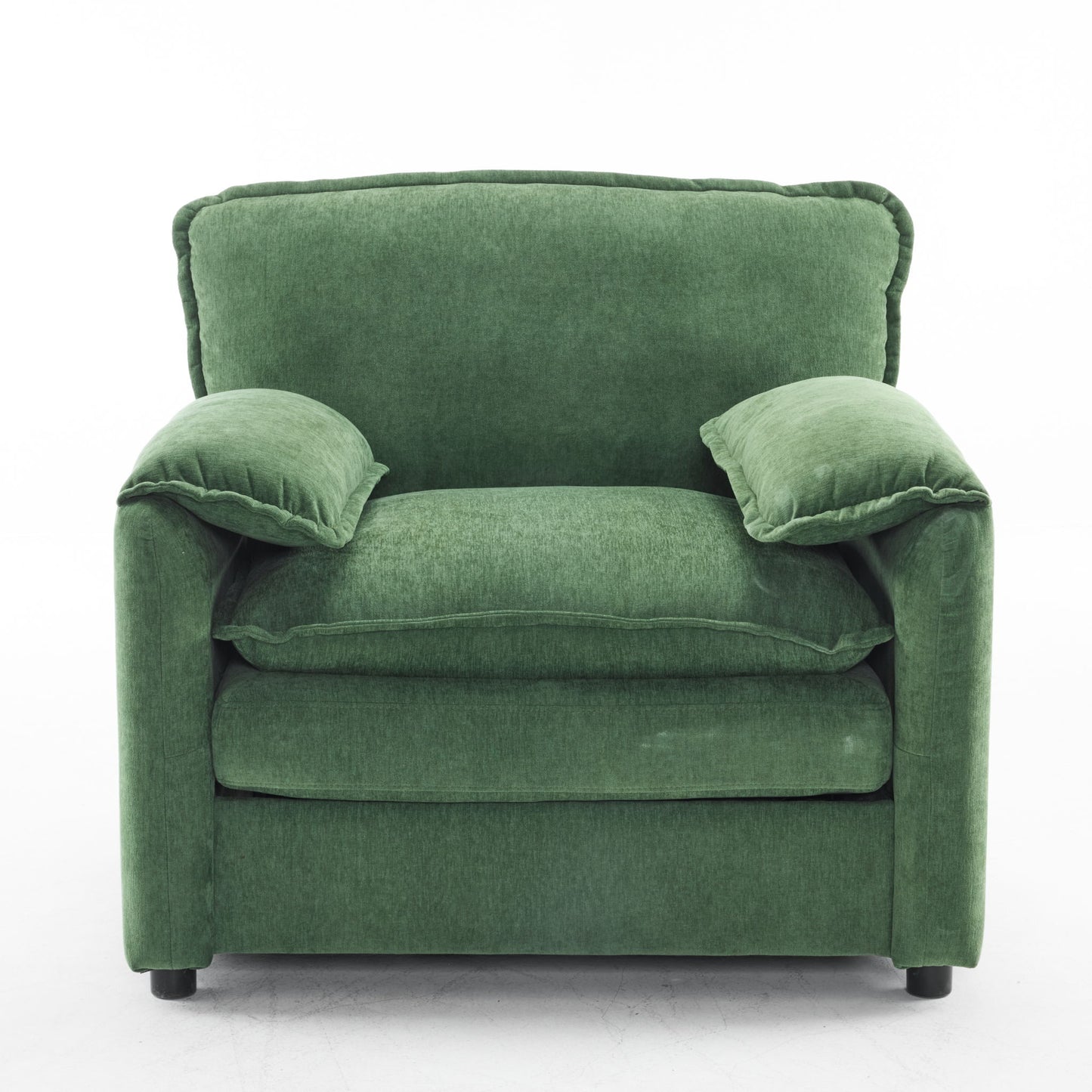 Oversized Reading Armchair With Thick Cushions, High Back Support