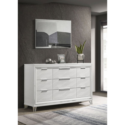 9 Drawer Dresser Cabinet With Picture Framed Fronts - White