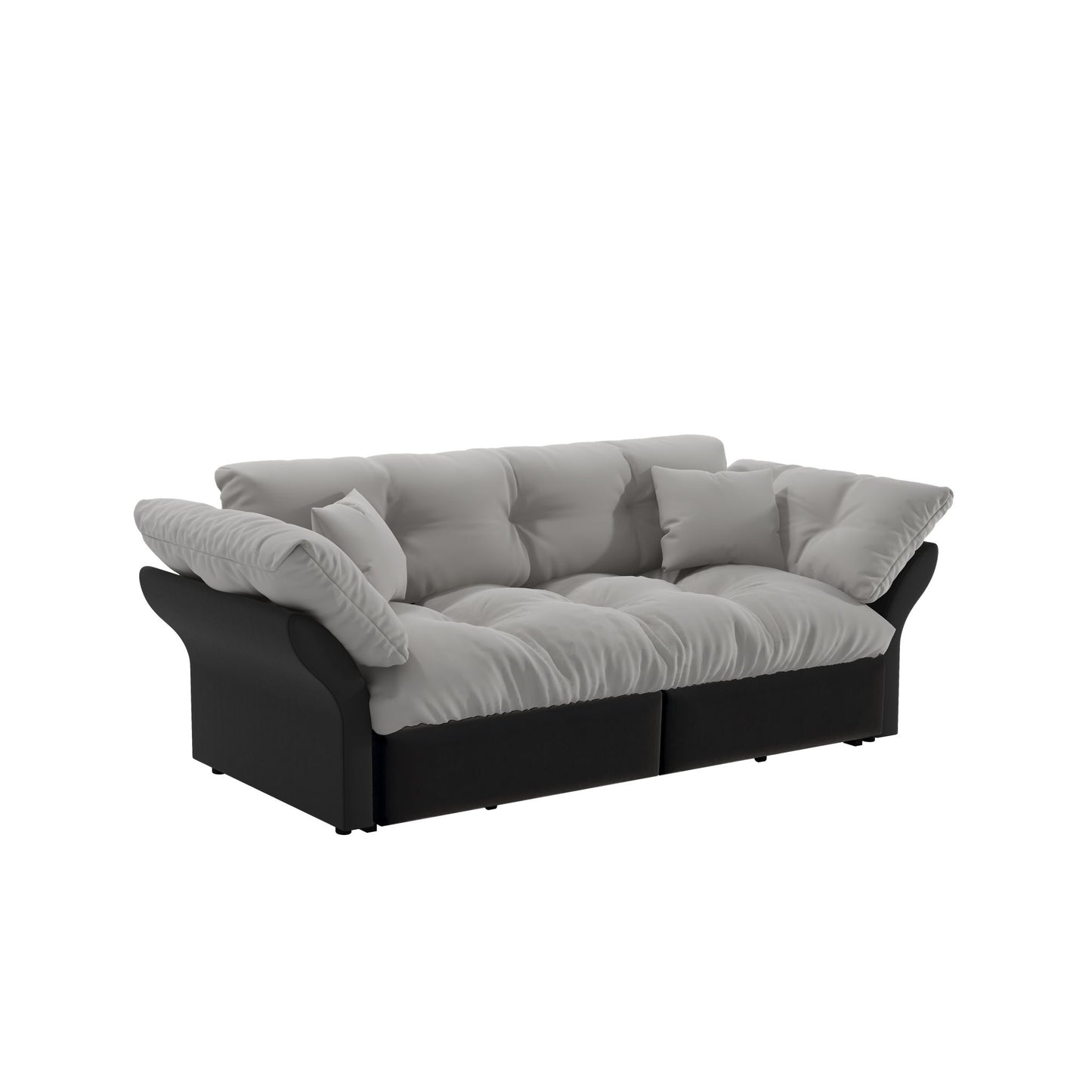 Queen Pull Out, 3 In 1 Convertible Sleeper Tufted Sofa & 2 Soft Pillows
