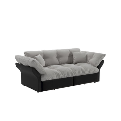 Queen Pull Out, 3 In 1 Convertible Sleeper Tufted Sofa & 2 Soft Pillows