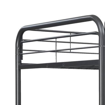 Triple Bunk Bed, Full Size With Sturdy Metal Frame And Safe Stairs - Black