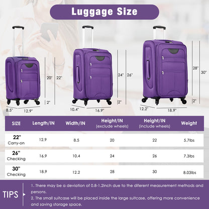 Softside Luggage Expandable Set With Duffel Bag Upright Spinner