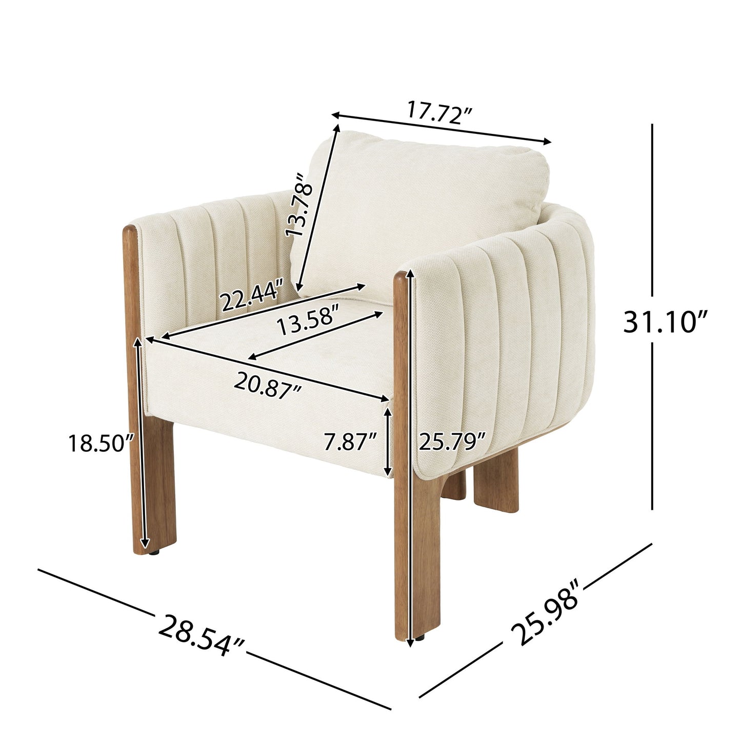 Upholstered Dining Chair With Vertical Channel Tufting (Set of 2) - Beige / Walnut