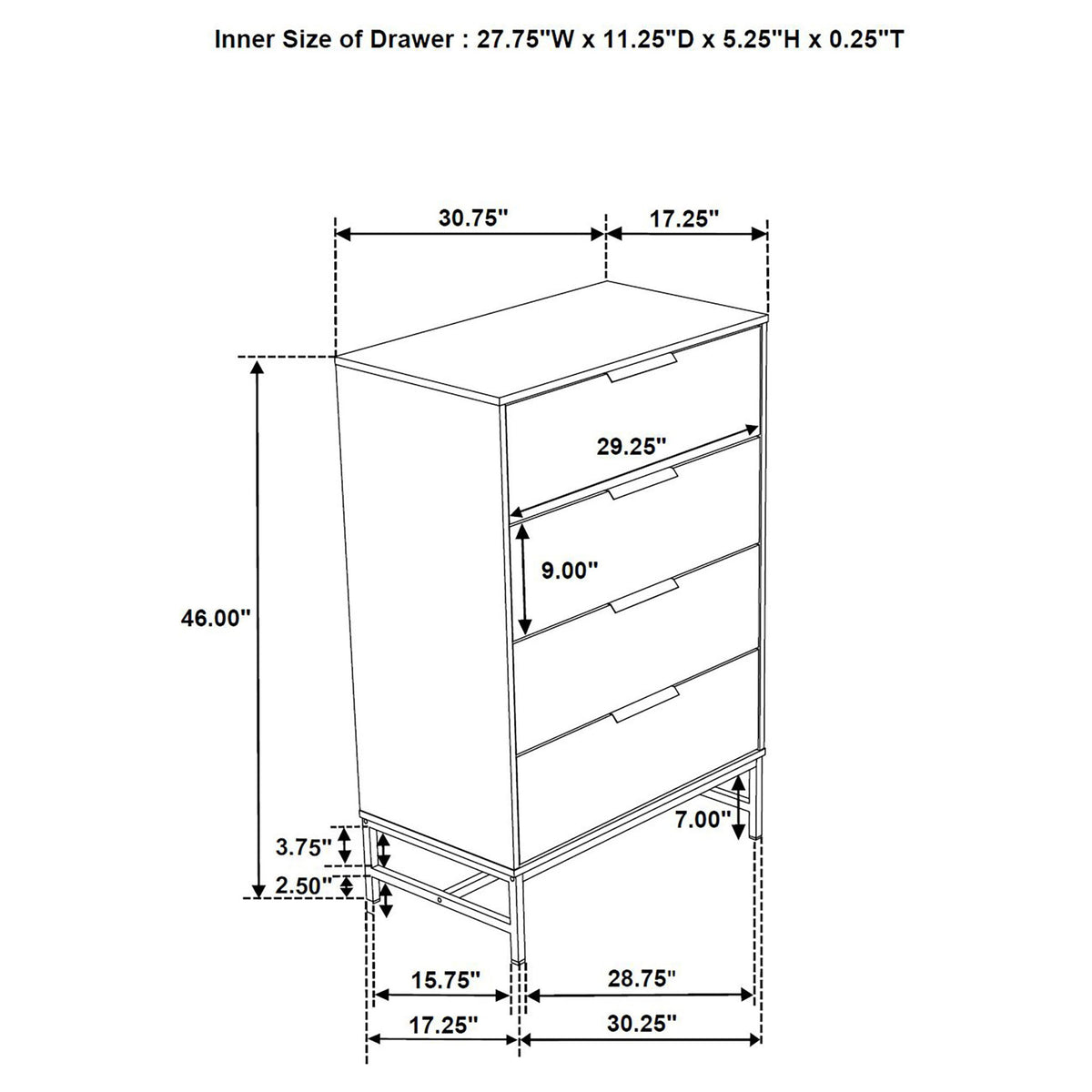 Taraval - 4 Drawer Chest - White