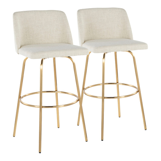 Toriano - Contemporary Fixed Height Barstool With Swivel And Round Footrest (Set of 2)