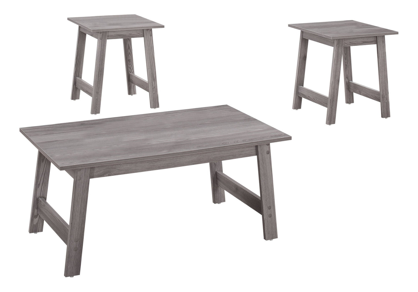 Table Set, Coffee, End, Side, Accent, Living Room, Transitional (Set of 3) - Gray