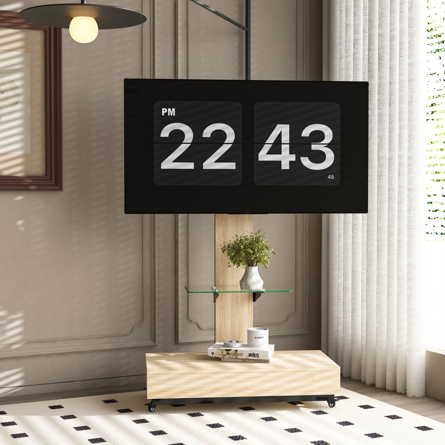 Adjustable Height Mobile TV Cart