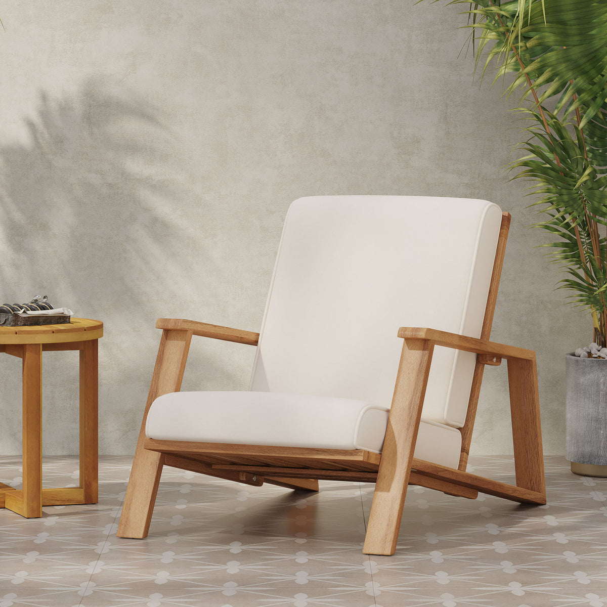 Outdoor Club Chair, Patio Lounge Chair With Removable Cushion