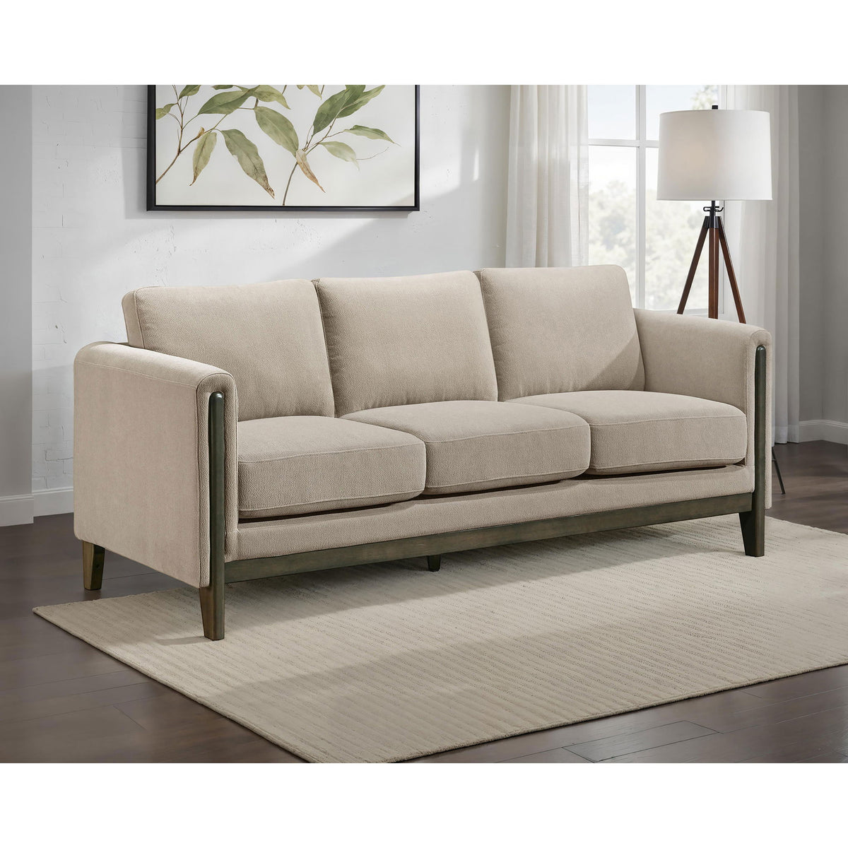 Fisher - Upholstered Panel Arm Sofa - Taupe