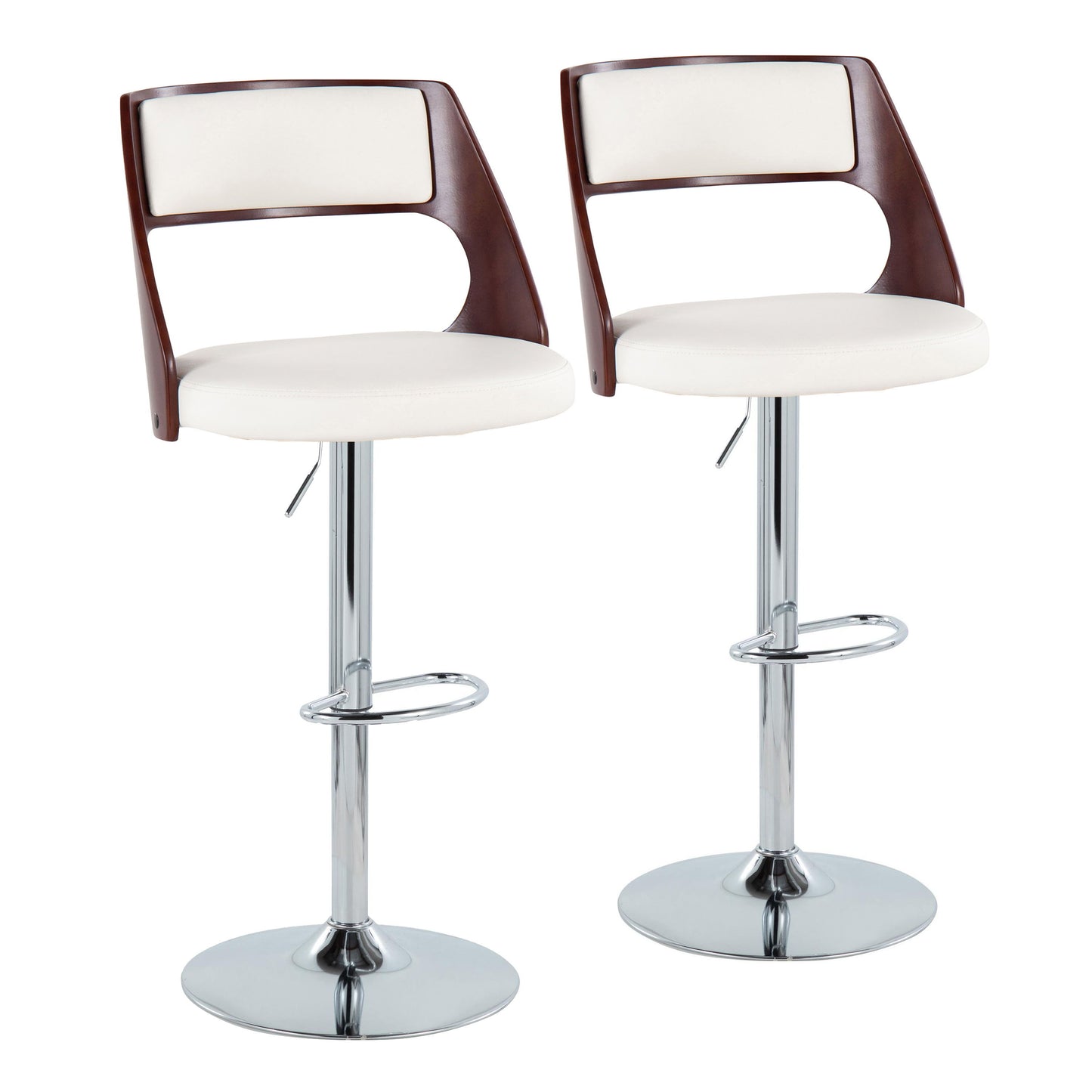 Cecina - Mid-Century Modern Adjustable Height Barstool Wth Swivel And Oval Footrest (Set of 2)