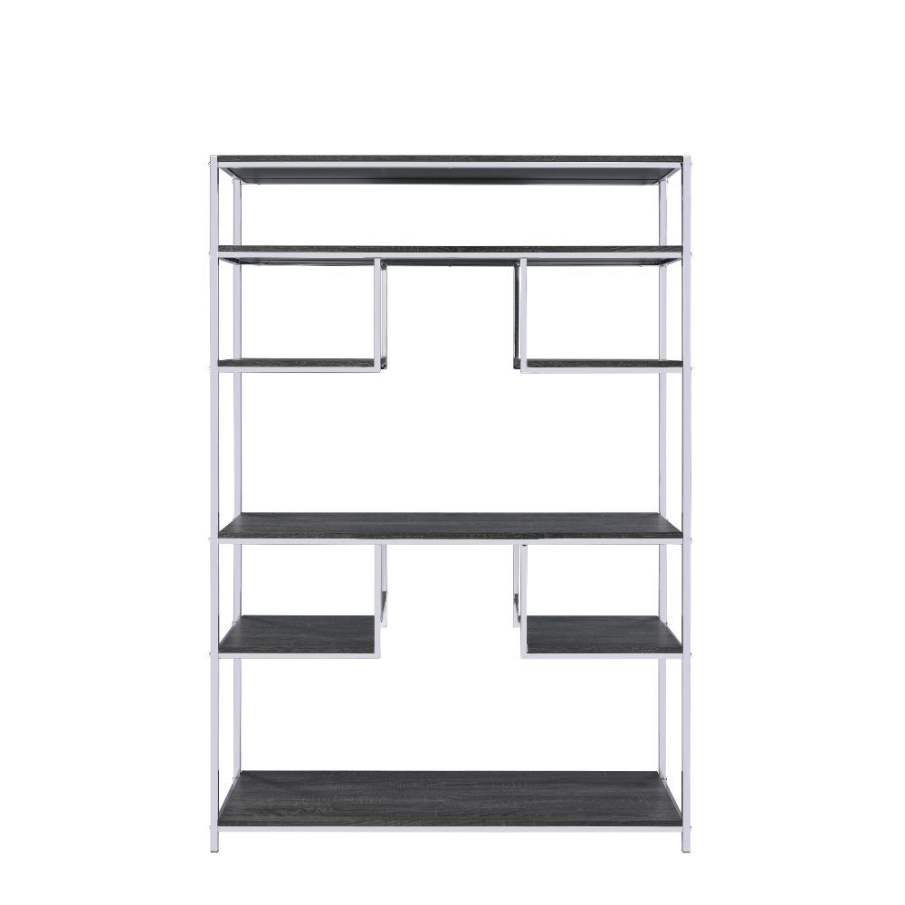 Vonara - Bookshelf - Rustic Gray Oak & Chrome