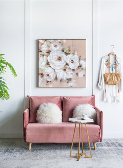 Square Framed Wall Art Flower Canvas Print, Home Decor For Living Room Kitchen Foyer Office - Multicolor