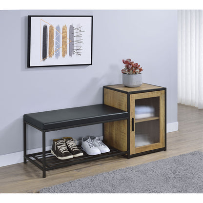Shoe Storage Entryway Bench With Cabinet - Wood