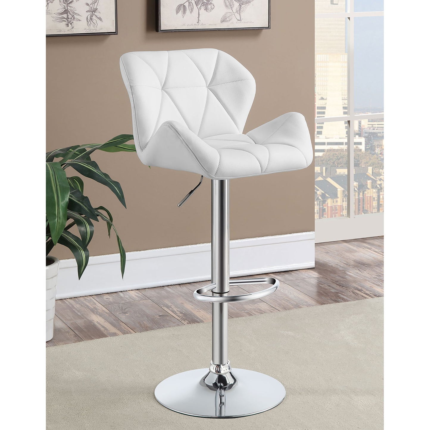 Kerwin - Upholstered Adjustable Bar Stool (Set of 2) - White