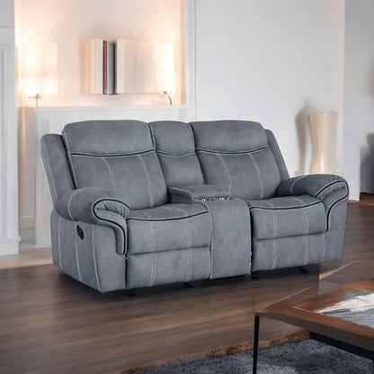 Zubaida - Two Tone Recliner Loveseat With USB Port Console