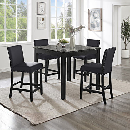 5 Piece Counter Height Dining Set With Table And Upholstered Chairs