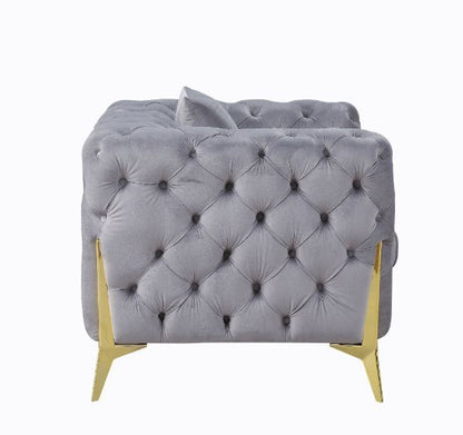 Jelanea - Chair - Gray Velvet & Gold Finish - 30"