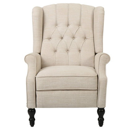 Armchair Recliner With Pushback Mechanism And Wingback Design