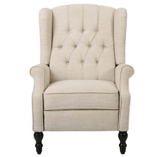 Armchair Recliner With Pushback Mechanism And Wingback Design