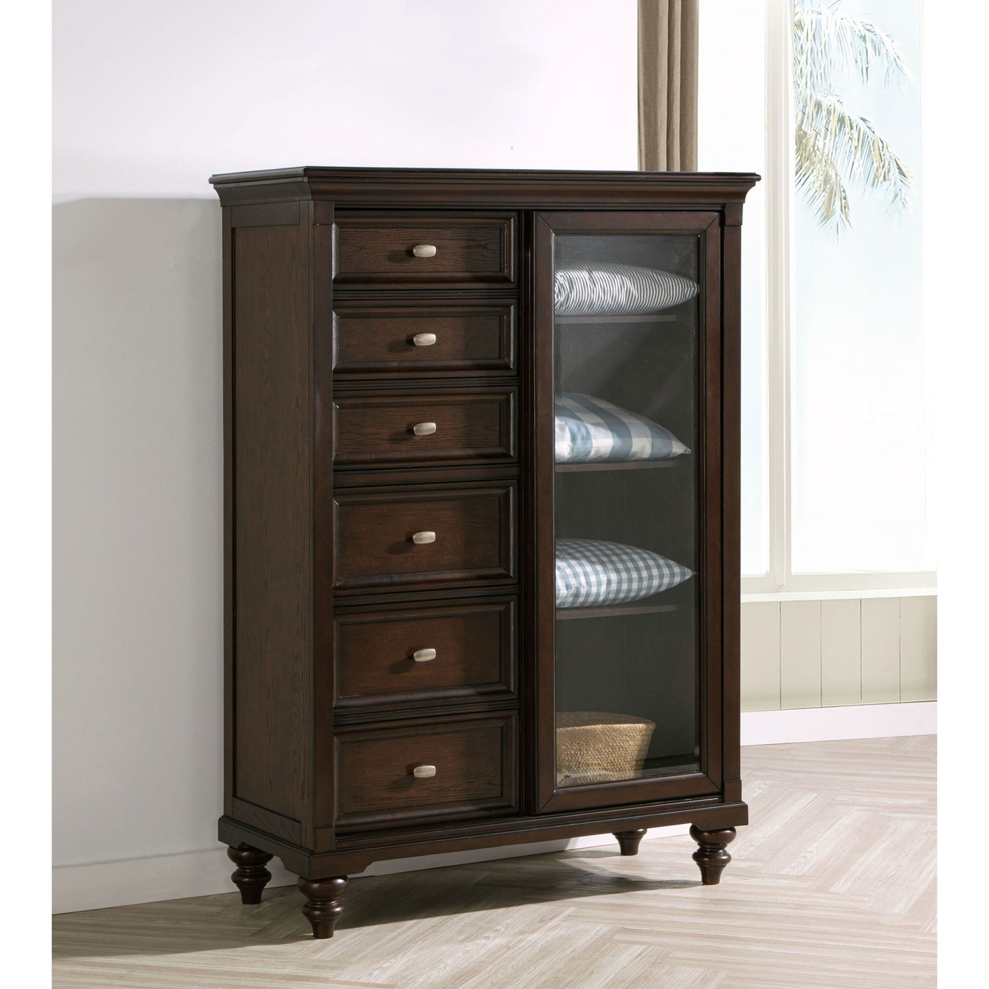 Berwick - 6 Drawer Chest With Door - Dark Oak