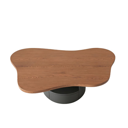 Cloud Coffee Table With 2 Drawers & Multi Layer Storage - Dark Walnut / Matt Black