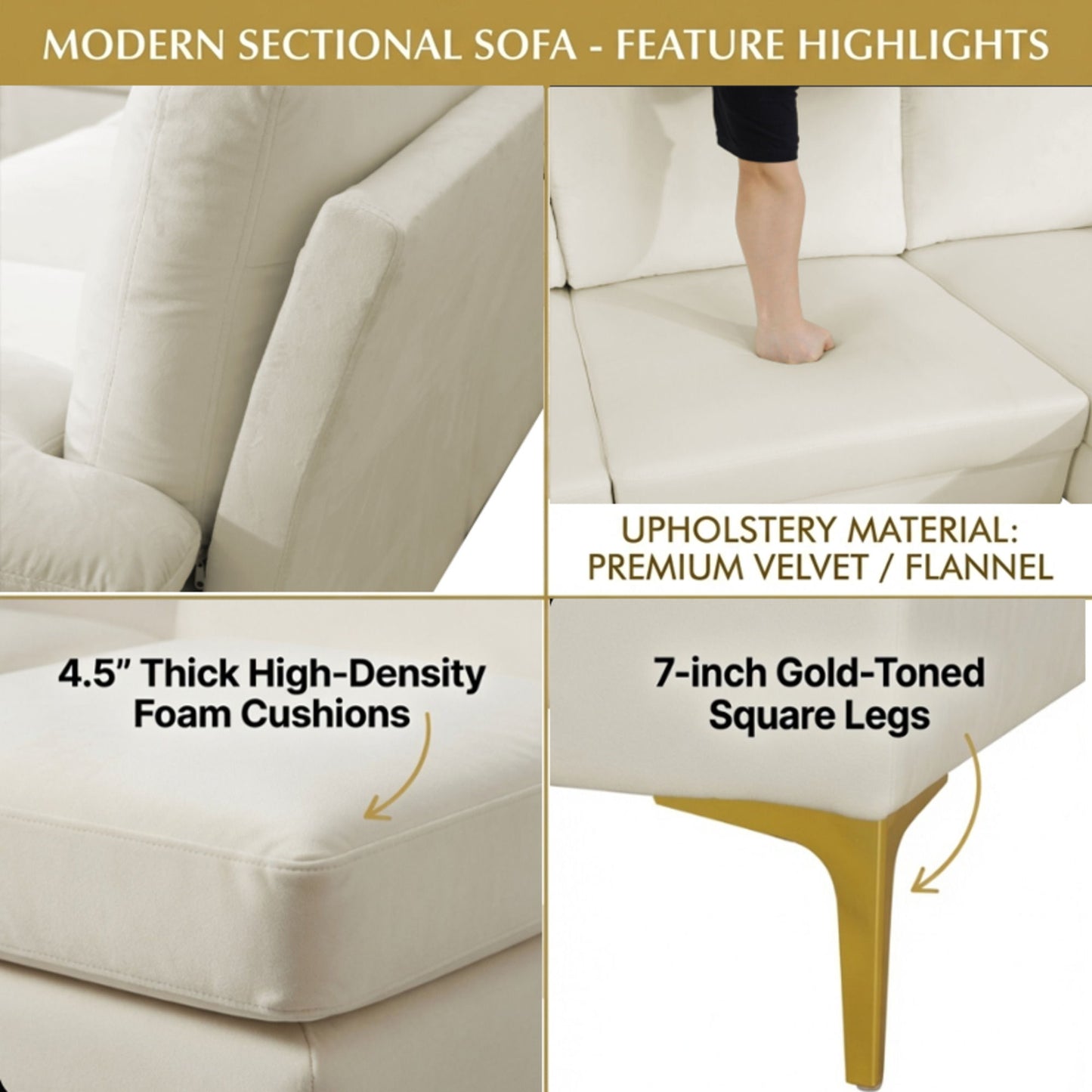 U - Shaped Sectional Sofa With Double Chaise