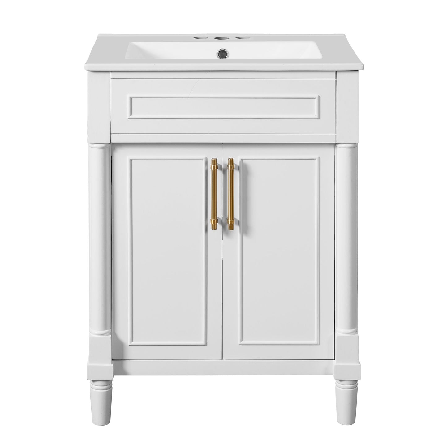 Bathroom Vanity With Integrated Sink, 2 Door Cabinet, Single Sink For Small To Medium Bathrooms